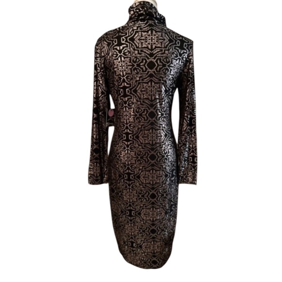 NWT PROJECT RUNWAY Long Sleeve Hacci Foil Bodycon Dress S - Picture 3 of 8